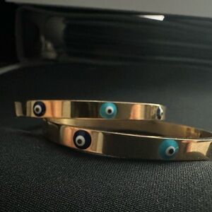Gold Evil Eye Bangle Bracelet